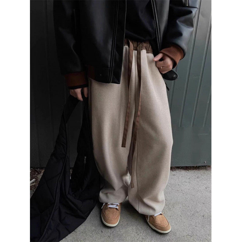 American fashion brand high-end simple herringbone woolen casual pants