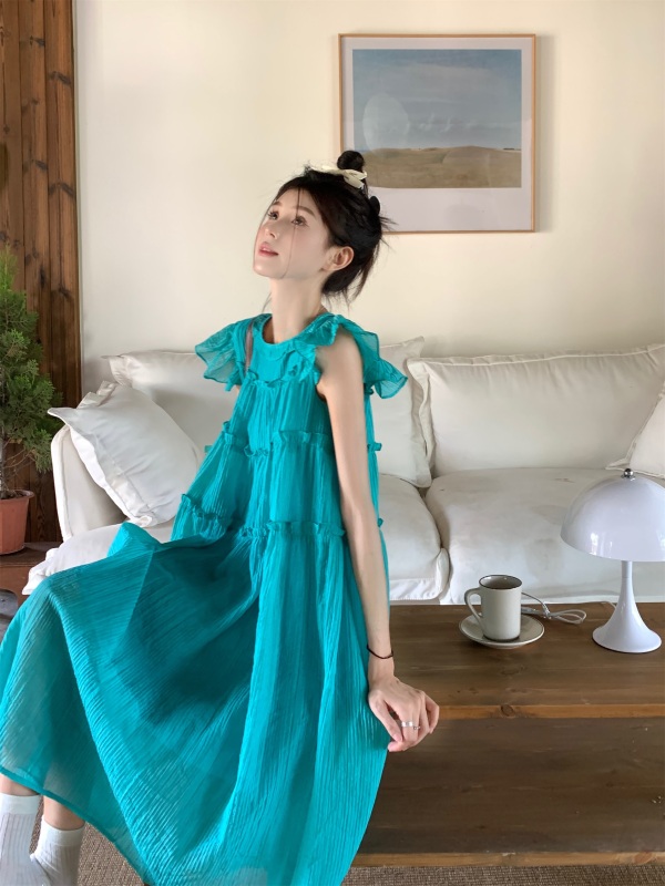 Actual shot~The Wizard of Oz, high-end, niche, slimming A-line dress with flying sleeves