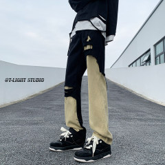 American ins high street dark niche couple personalized ripped jeans