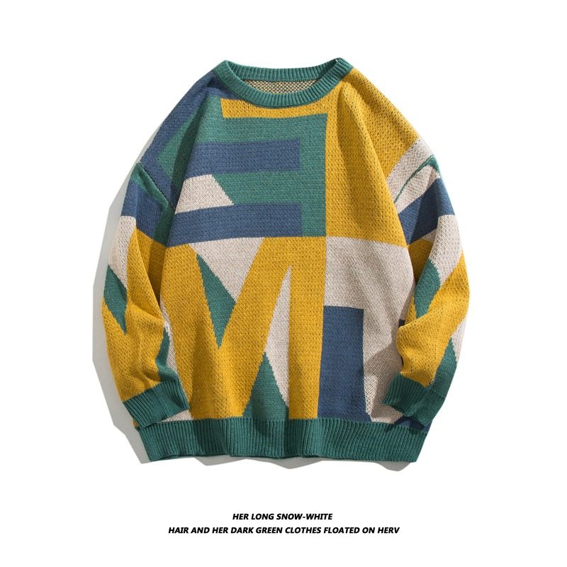 Retro round neck sweater autumn and winter new sweater sweater versatile tops couple coat