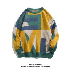 Retro round neck sweater autumn and winter new sweater sweater versatile tops couple coat