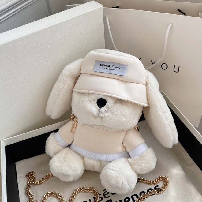 Cute Rabbit Ears Plush Bag Women's 2024 Autumn and Winter Furry New Trendy Versatile Furry Chain Crossbody Bag