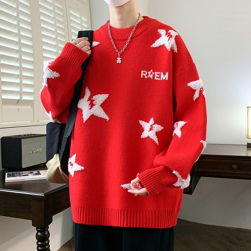 Autumn and winter new casual sweater men's long-sleeved sweater Hong Kong style loose sweater base layer