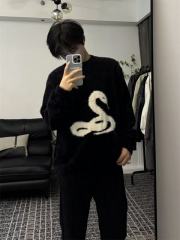 American trendy brand snake-shaped jacquard high-end sweater for men in autumn and winter new high street loose and lazy style knitted top