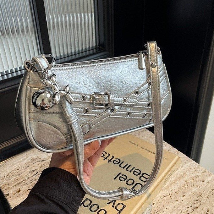 French niche design bag for women 2024 new trendy solid color high-end baguette underarm bag for women