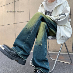 American ins high street dark niche rivet logging pants jeans