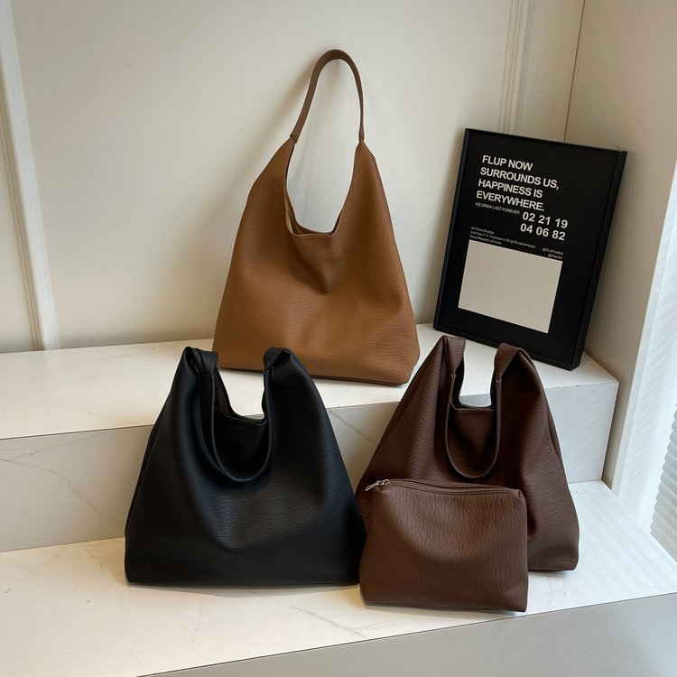 Mother-to-child bag, casual handbag, large capacity, versatile, simple tote bag, soft leather solid color magnetic opening, women's shoulder bag