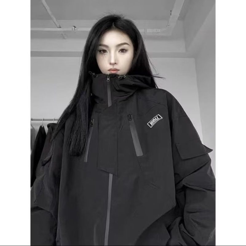 National trend functional style zipper hooded jacket for men and women, new autumn and winter loose casual solid color jackets for couples