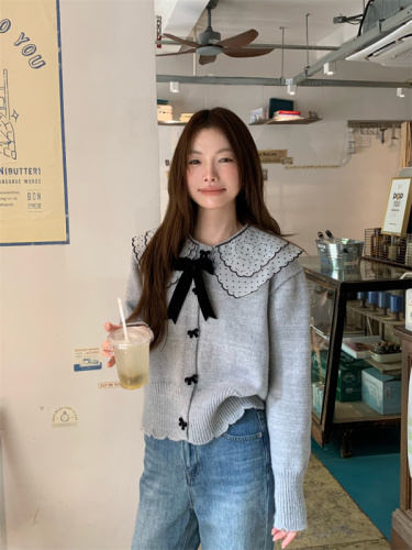 Sweet girl doll collar knitted cardigan sweater