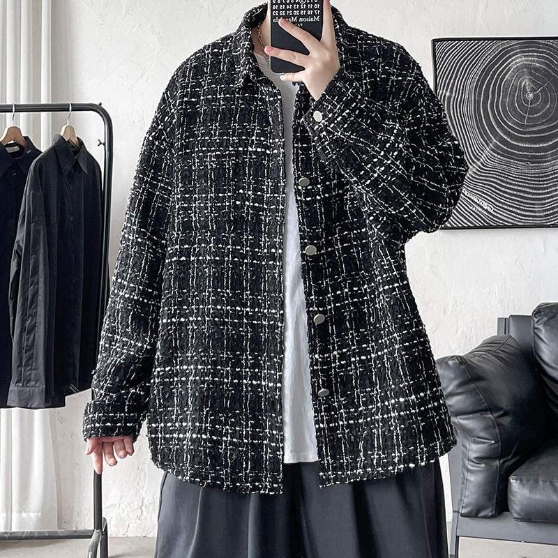 Newport style small fragrant lapel jacket men's houndstooth long-sleeved jacket