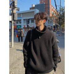 Korean style lazy style turtleneck sweater men's cleanfit thick needle heavy knitwear autumn and winter inner layering shirt