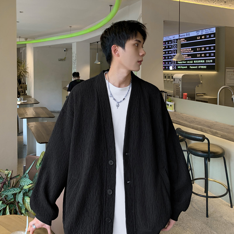 Autumn New Simple Versatile Knitted Sweater Cardigan Men's Loose Large Size Jacket