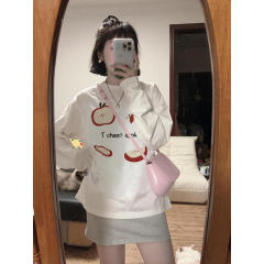 Loose round neck long sleeve T-shirt for women with unique print and super nice bottoming shirt top ins