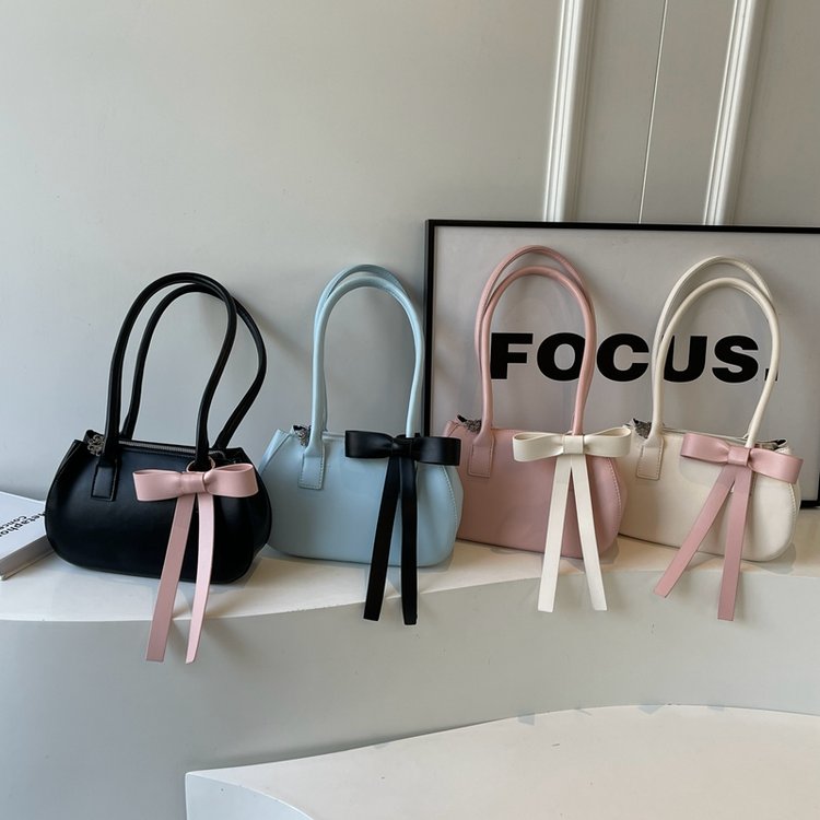 Niche design bags for women 2024 spring and summer new bow armpit bag fashionable simple French shoulder handbag