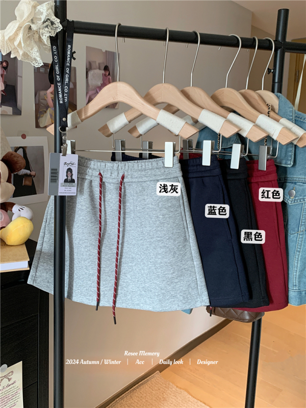 Drawstring high waist versatile anti-exposure sweatshirt skirt half skirt casual short skirt