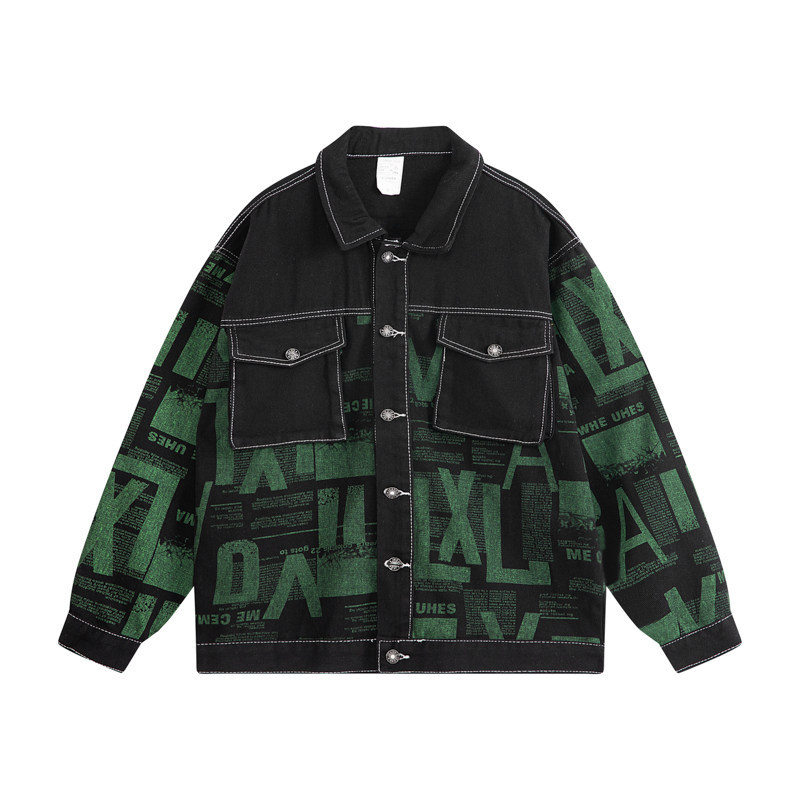 Hong Kong style denim jacket men's spring and autumn jacket trendy new handsome work jacket