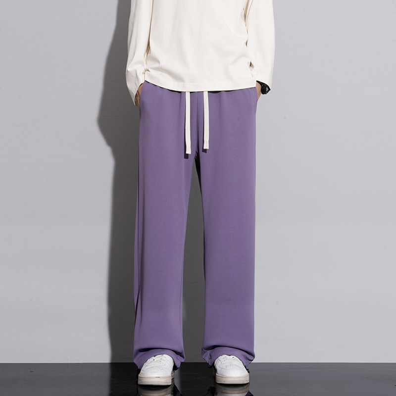Autumn casual pants for men solid color loose knitted sweatpants