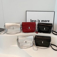 High-end silver bag for women 2024 new summer popular versatile crossbody bag fashion super hot single shoulder small square bag