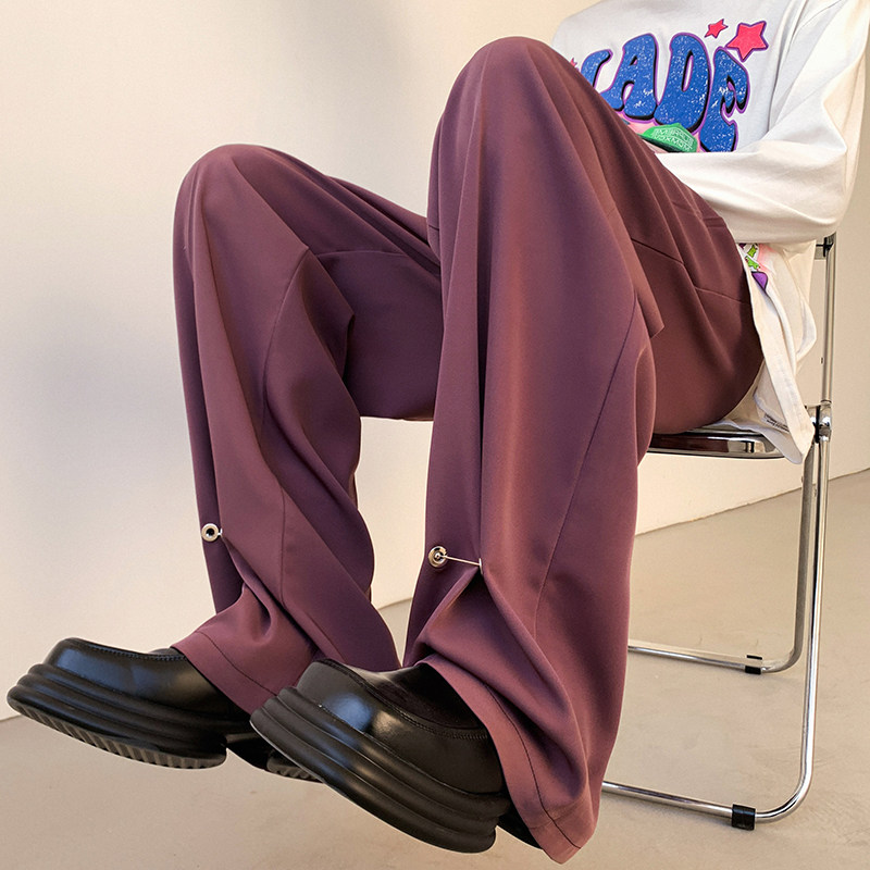 Ice silk Naples casual trousers for men, high-end, loose and drapey straight trousers for women