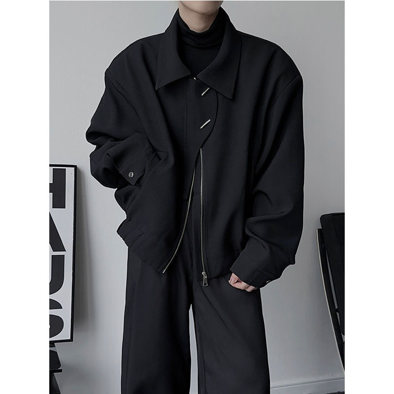 Niche cleanfit shoulder pad black jacket short jacket for men