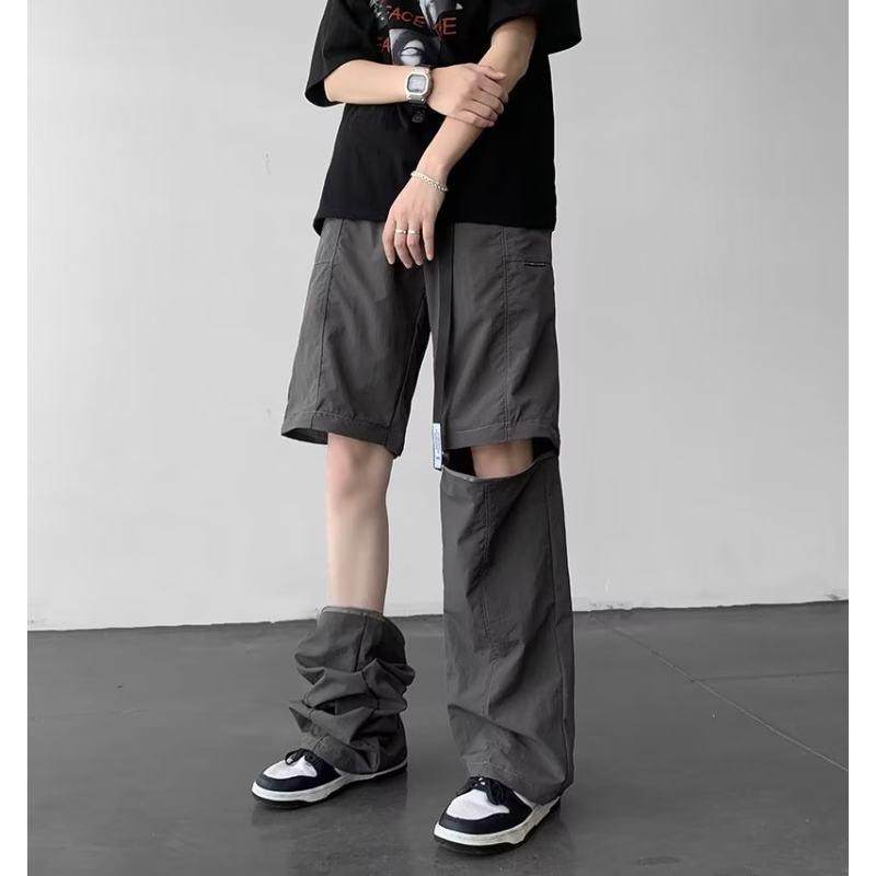 Removable overalls men's summer thin American quick-drying functional paratrooper ice silk straight casual trousers