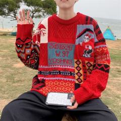 Christmas sweaters for men and women, winter warm sweaters ins Hong Kong style loose trendy couple sweaters