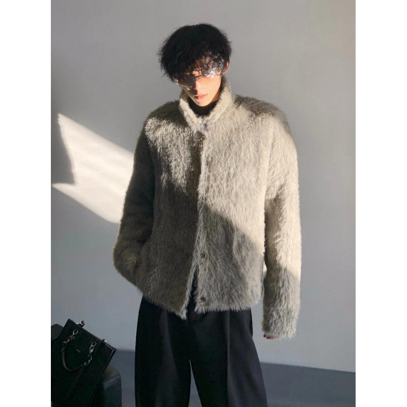Autumn and winter niche mink coat men's cardigan high-end short sweater sweater