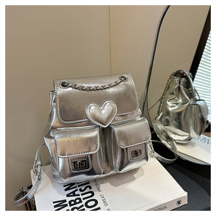Love Design Women's Backpack 2024 New Versatile Chain Backpack Fashion Travel Small School Bag Women