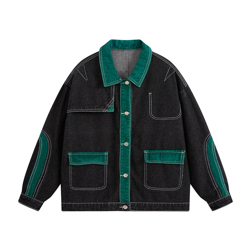 Denim jacket men's spring and autumn style American retro autumn work jacket