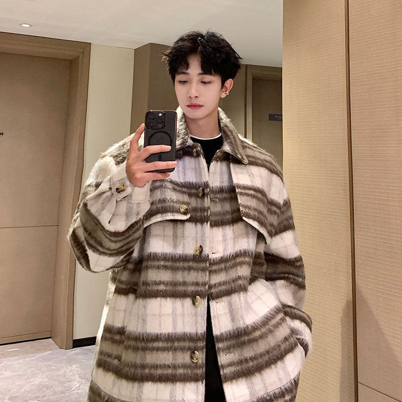 Woolen plaid autumn and winter jackets Designed trendy brand jackets Small fragrant style loose tops