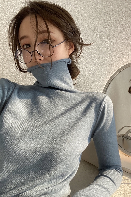 Korean style high collar slim fit inner wear long sleeve bottoming sweater women's ins thin top