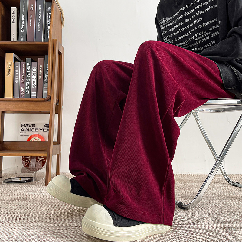 Extra large size corduroy trousers for men, loose casual pants, glutinous rice wide-leg pants