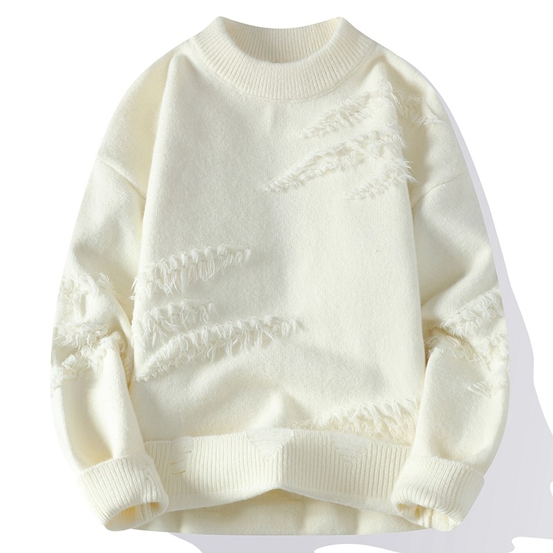 New autumn and winter fashion trend knitted sweater bottoming shirt round neck sweater for men