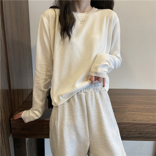 Basic knitted sweater for women, short, slim, loose, versatile, Korean style top
