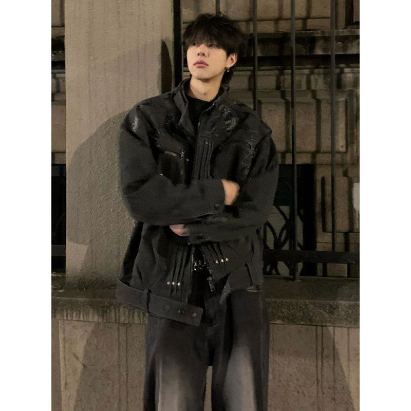 American short jacket for men, handsome design, niche spring and autumn cleanfit shoulder pad jacket