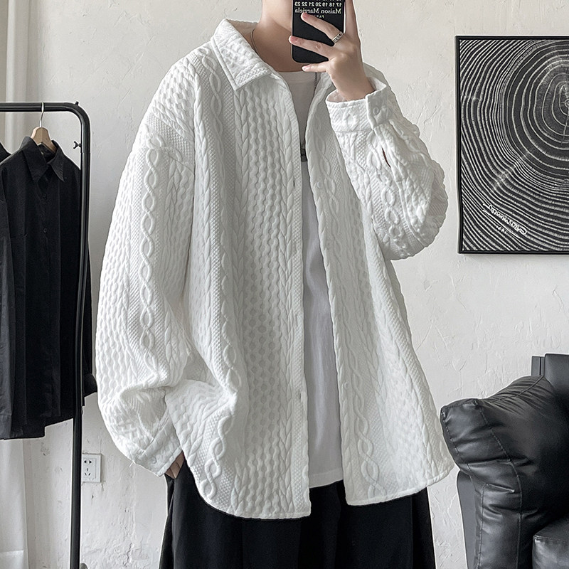 Baroque three-dimensional twist shirt men's large size loose trendy shirt jacket