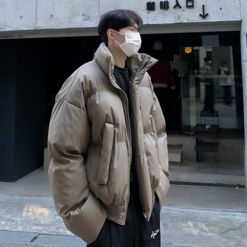Winter thickened men's cotton coat, winter coat, loose and versatile cotton coat, bread coat, solid color cotton jacket