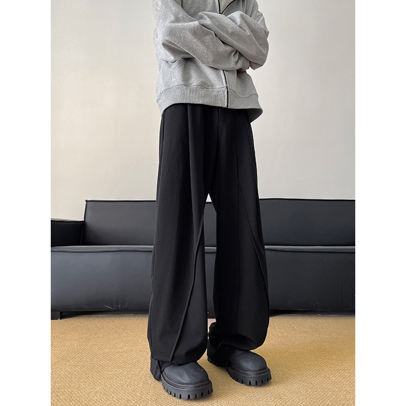 Hong Kong style slightly flared plus size trousers, casual pants, cleanfit pants