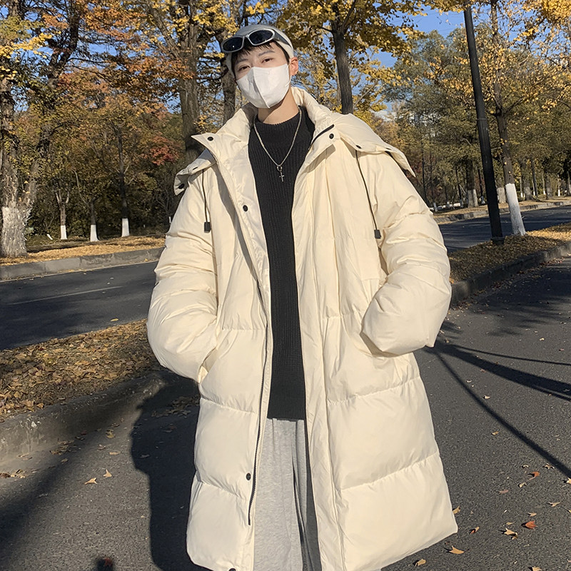 New style down jacket long loose knee-length white duck down
