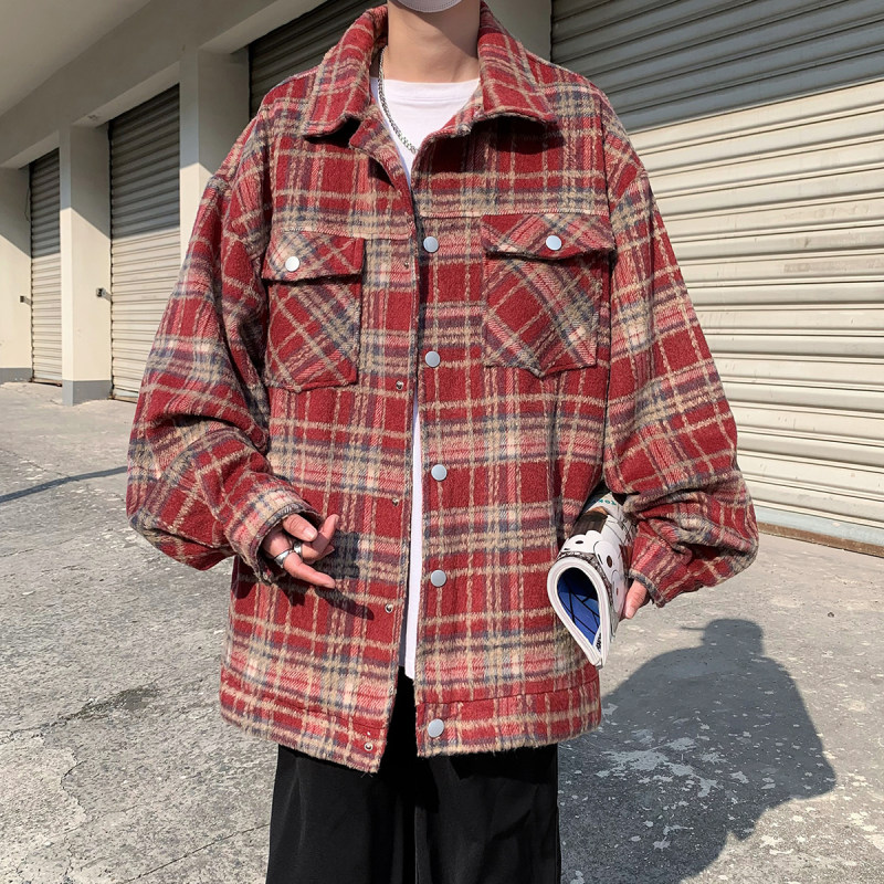 Spring new Hong Kong style casual lapel plaid jacket