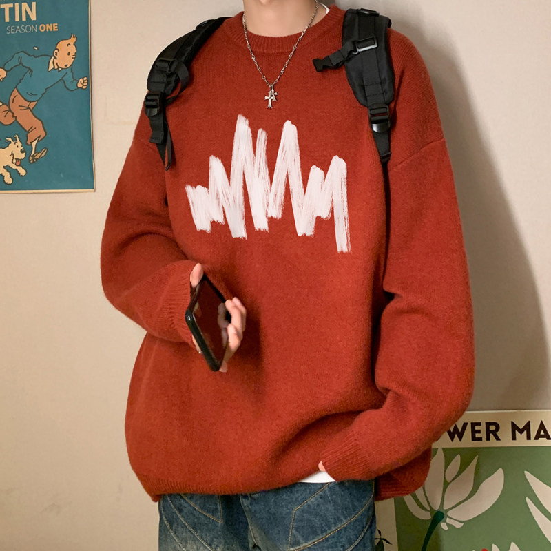 Hong Kong style new autumn and winter fashion versatile loose letter print trendy sweater