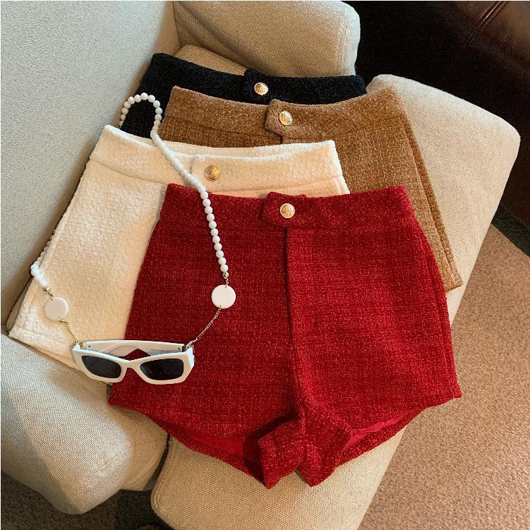 Autumn and winter retro Korean style small fragrance shorts