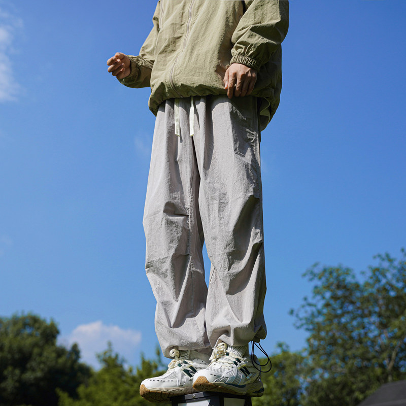 American style ice silk jacket men's autumn new work clothes paratrooper casual long pants