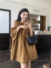 Actual shot and real price new design strapless off-shoulder babydoll dress