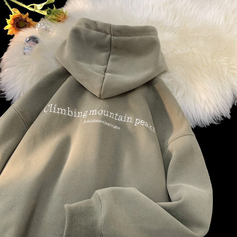 Live broadcast quality heavyweight autumn and winter velvet thickened hooded sweatshirt for men and women