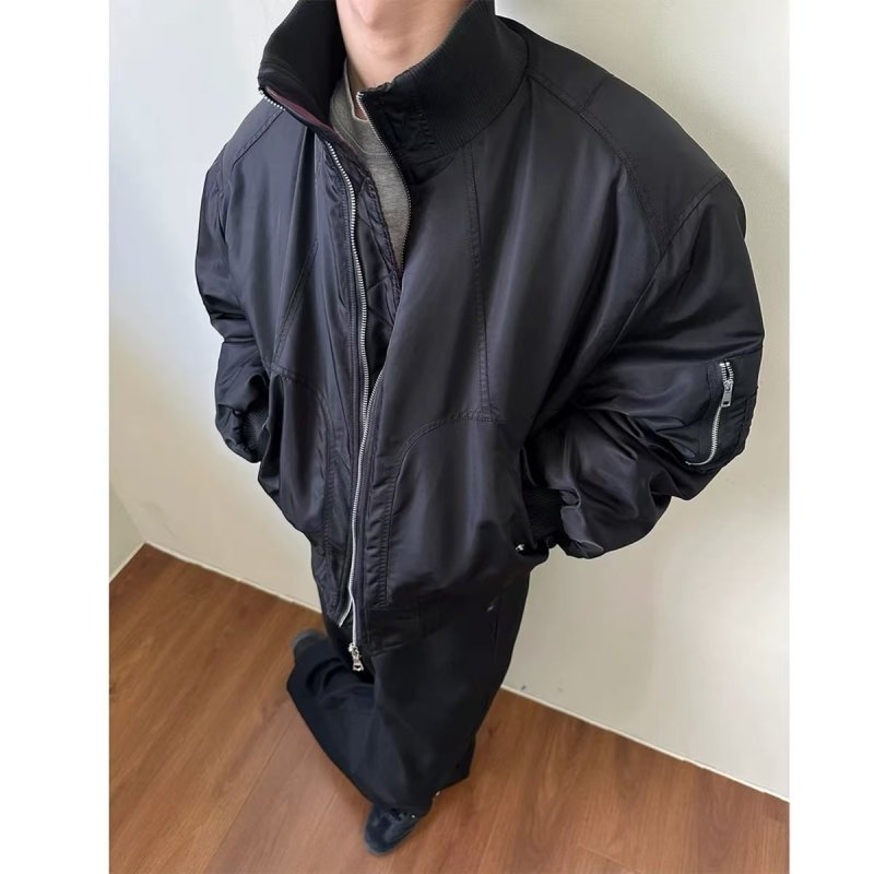Short silhouette pilot cotton coat winter niche high-end handsome warm baseball jacket