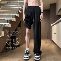 Straight ice silk pants casual pants for men summer straight loose cool trousers