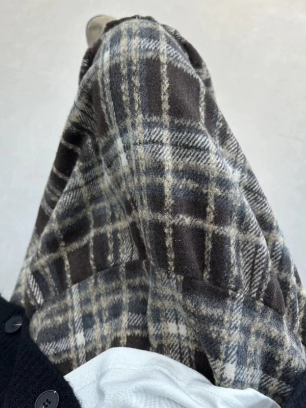 Wool plaid A-line skirt autumn and winter college style retro Korean style unique and super beautiful high-waisted long skirt
