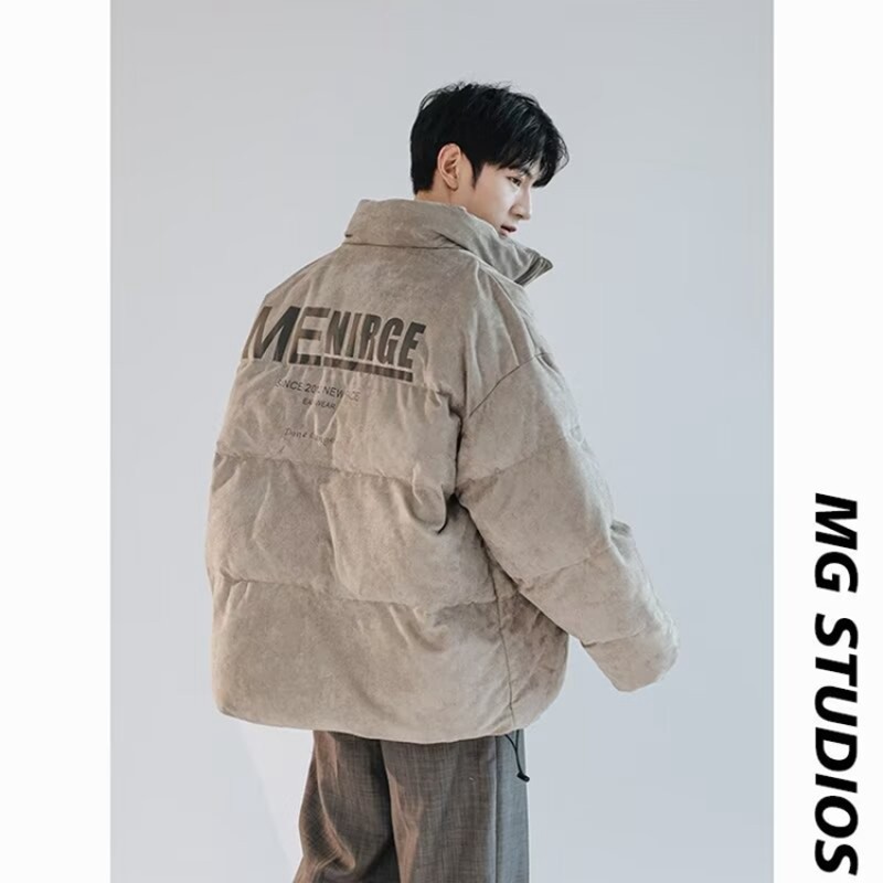 Winter trendy brand large size thickened cotton coat to keep warm American retro suede cotton coat boys bread coat cotton jacket
