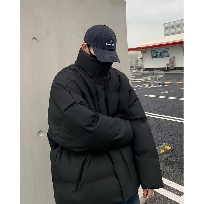 New winter new stand-up collar thickened bread coat men's simple loose casual lint coat cotton jacket